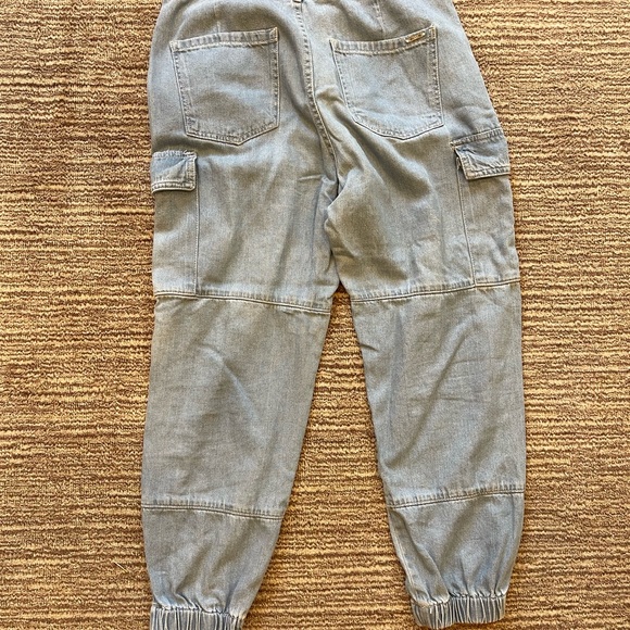 Zara High Rise Denim Cargo Joggers - Picture 3 of 4